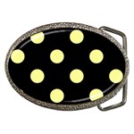 Polka Dots - Pastel Yellow on Black Belt Buckle