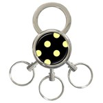 Polka Dots - Pastel Yellow on Black 3-Ring Key Chain