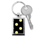 Polka Dots - Pastel Yellow on Black Key Chain (Rectangle)