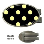 Polka Dots - Pastel Yellow on Black Money Clip (Oval)