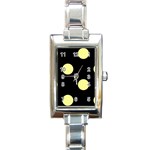 Polka Dots - Pastel Yellow on Black Rectangle Italian Charm Watch