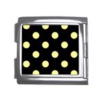 Polka Dots - Pastel Yellow on Black Mega Link Italian Charm (18mm)