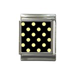 Polka Dots - Pastel Yellow on Black Italian Charm (13mm)