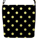 Polka Dots - Pastel Yellow on Black Flap Closure Messenger Bag (S)