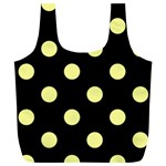 Polka Dots - Pastel Yellow on Black Full Print Recycle Bag (XL)