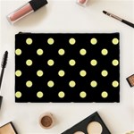 Polka Dots - Pastel Yellow on Black Cosmetic Bag (L)