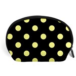 Polka Dots - Pastel Yellow on Black Accessory Pouch (Large)
