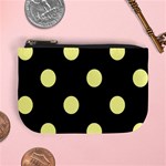 Polka Dots - Pastel Yellow on Black Mini Coin Purse