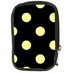 Polka Dots - Pastel Yellow on Black Compact Camera Leather Case