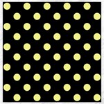 Polka Dots - Pastel Yellow on Black Canvas 12  x 12 