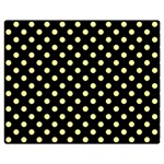 Polka Dots - Pastel Yellow on Black Double Sided Flano Blanket (Medium)