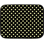 Polka Dots - Pastel Yellow on Black Double Sided Fleece Blanket (Mini)