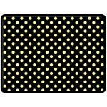Polka Dots - Pastel Yellow on Black Fleece Blanket (Large) (One Side)