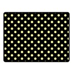 Polka Dots - Pastel Yellow on Black Fleece Blanket (Small) (One Side)