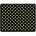 Polka Dots - Pastel Yellow on Black Double Sided Fleece Blanket (Medium) (Two Sides)