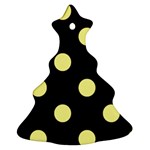 Polka Dots - Pastel Yellow on Black Ornament (Christmas Tree)