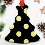 Polka Dots - Pastel Yellow on Black Christmas Tree Ornament (Two Sides)