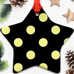 Polka Dots - Pastel Yellow on Black Ornament (Star)