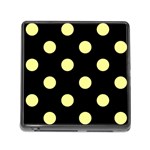 Polka Dots - Pastel Yellow on Black Memory Card Reader (Square)
