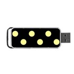 Polka Dots - Pastel Yellow on Black Portable USB Flash (One Side)