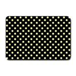 Polka Dots - Pastel Yellow on Black Small Doormat