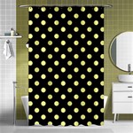Polka Dots - Pastel Yellow on Black Shower Curtain 48  x 72  (Small)