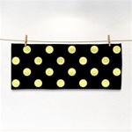 Polka Dots - Pastel Yellow on Black Hand Towel