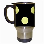 Polka Dots - Pastel Yellow on Black Travel Mug (Black)