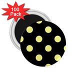 Polka Dots - Pastel Yellow on Black 2.25  Magnet (100 pack)
