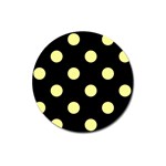 Polka Dots - Pastel Yellow on Black Magnet 3  (Round)
