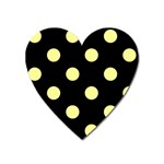 Polka Dots - Pastel Yellow on Black Magnet (Heart)