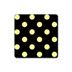 Polka Dots - Pastel Yellow on Black Magnet (Square)