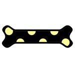 Polka Dots - Pastel Yellow on Black Magnet (Dog Bone)