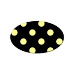 Polka Dots - Pastel Yellow on Black Sticker Oval (10 pack)