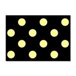 Polka Dots - Pastel Yellow on Black Sticker A4 (100 pack)