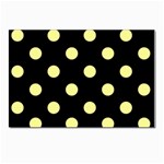 Polka Dots - Pastel Yellow on Black Postcards 5  x 7  (Pkg of 10)