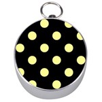Polka Dots - Pastel Yellow on Black Silver Compass