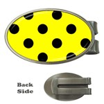Polka Dots - Black on Yellow Money Clip (Oval)