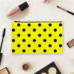 Polka Dots - Black on Yellow Cosmetic Bag (M)