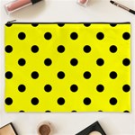 Polka Dots - Black on Yellow Cosmetic Bag (XXXL)