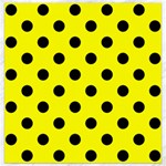 Polka Dots - Black on Yellow Canvas 16  x 16 