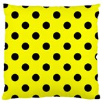 Polka Dots - Black on Yellow Large Cushion Case (Two Sides)