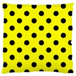 Polka Dots - Black on Yellow Standard Flano Cushion Case (One Side)
