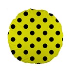 Polka Dots - Black on Yellow Standard 15  Premium Round Cushion