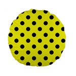 Polka Dots - Black on Yellow Standard 15  Premium Flano Round Cushion
