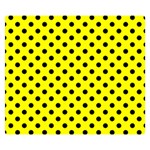 Polka Dots - Black on Yellow Double Sided Flano Blanket (Small)