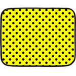 Polka Dots - Black on Yellow Double Sided Fleece Blanket (Mini)