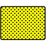 Polka Dots - Black on Yellow Fleece Blanket (Large) (One Side)