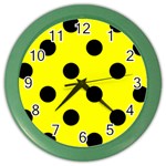 Polka Dots - Black on Yellow Color Wall Clock