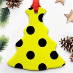 Polka Dots - Black on Yellow Ornament (Christmas Tree)